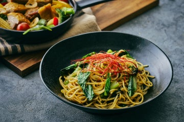 千葉県産小松菜と海苔のペペロンチーノ